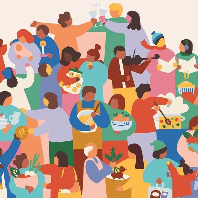 A vibrant community event with a parent joyfully participating.